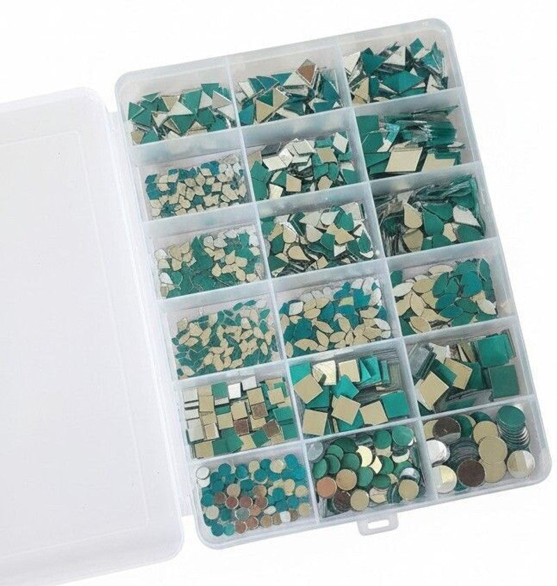 vavadiya Mirror Kit for Lippan Art Total 1800pcs., Per shape 100pcs(pack of 18 shapes)